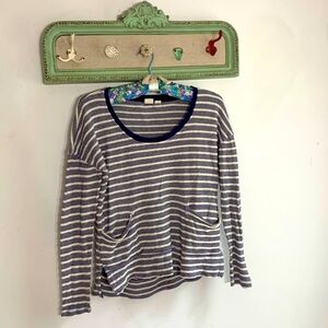 Roxy long sleeve striped casual beach knit long sleeve shirt small violet ivory